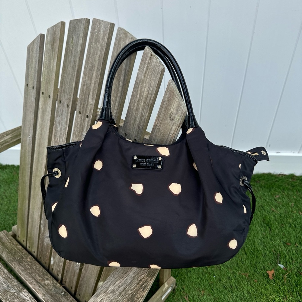 KATE SPADE NY Black‎ with Tan Spots Tote Nylon